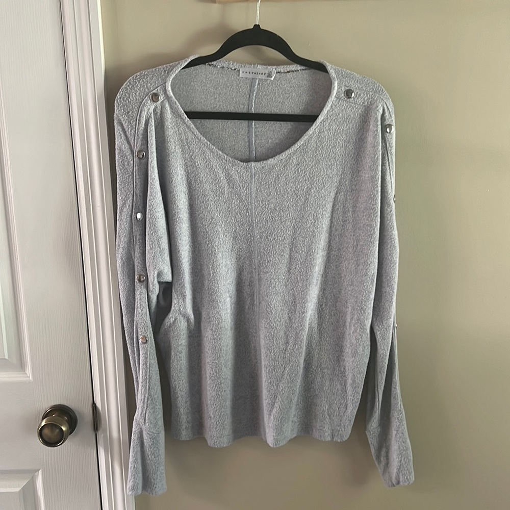 Baby Blue Studded Sleeve Sweater - Large